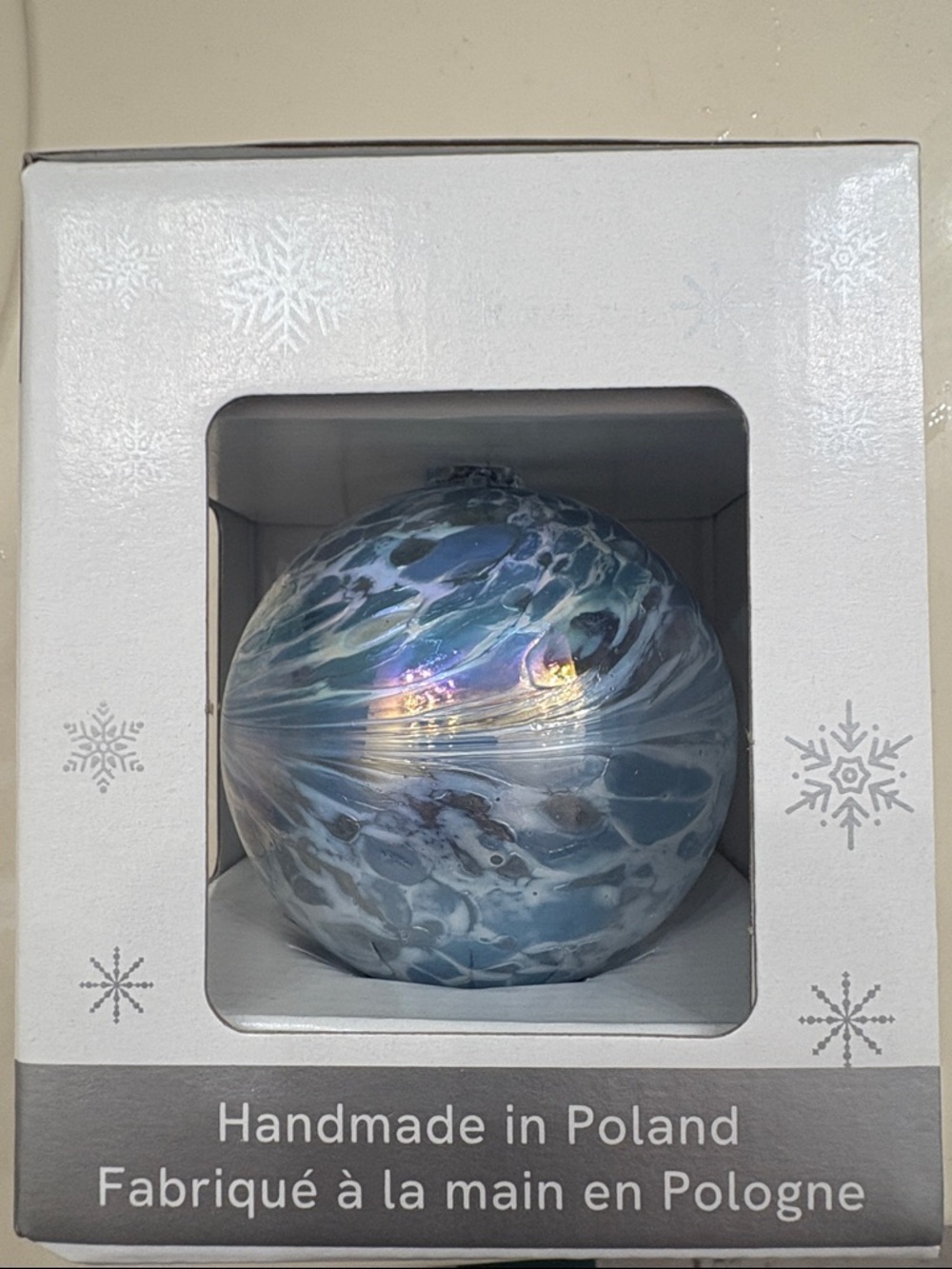Blue Swirl Handblown Glass Ornament